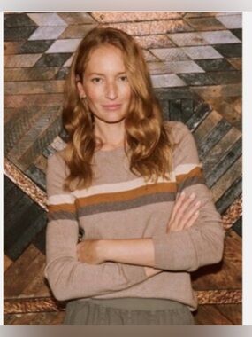 Faherty Women's Horizon Surf Fall Dunes Organic Cotton/Cashmere Crewneck XS